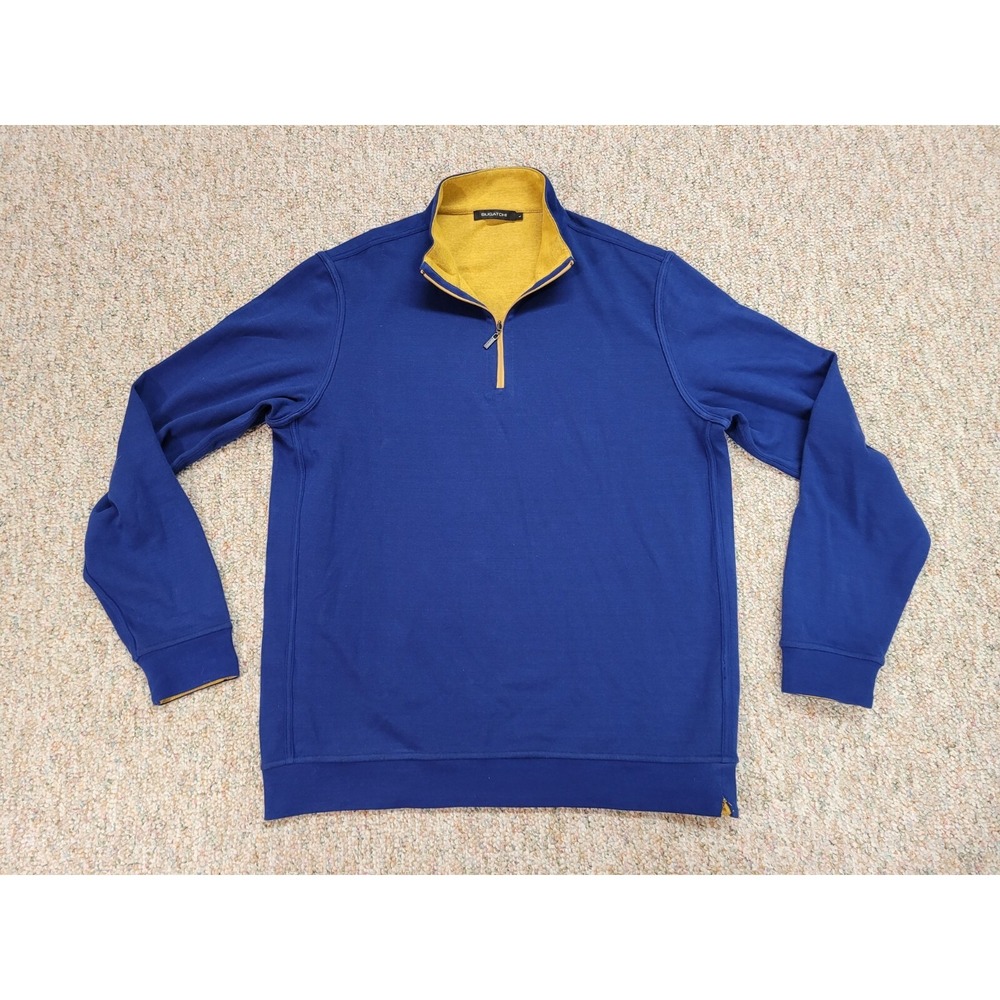Bugatchi Sweater Mens Large Blue Quarter Zip Pullover Long‎ Sleeve Designer